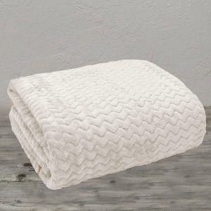 Το Μεγάλο Παζάρι Κουβέρτα Φλίς Υπέρδιπλη 220×230 Zic Zac Βελουτέ Λευκό (TMP-3554)