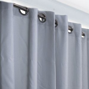 Το Μεγάλο Παζάρι Κουρτίνα Σατέν Έτοιμη Ραμμένη Με Τρούκς Κρίκους 270×280 100% Σκίασης Γκρί (TMP-3052)