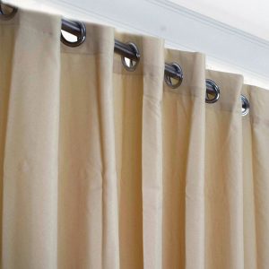 Το Μεγάλο Παζάρι Κουρτίνα Σατέν Έτοιμη Ραμμένη Με Τρούκς Κρίκους 270×280 100% Σκίασης Μπέζ (TMP-3053)