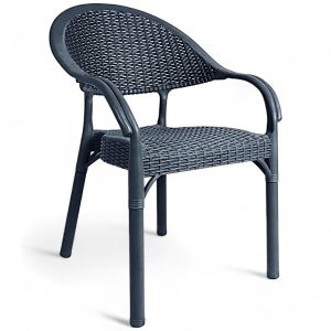 Το Μεγάλο Παζάρι Καρέκλα Rattan Πολυπροπυλενίου Γκρί 59x56x88cm (TMP-3150)