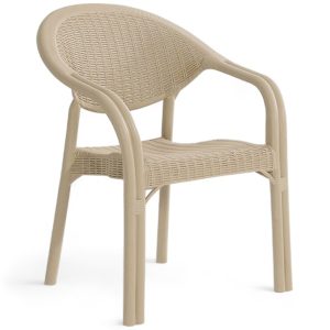 Το Μεγάλο Παζάρι Καρέκλα Rattan Πολυπροπυλενίου Μπέζ 59x56x88cm (TMP-3152)