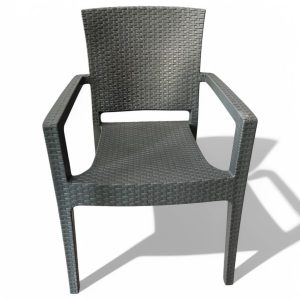 Το Μεγάλο Παζάρι Καρέκλα Rattan Πολυπροπυλενίου 6kg Βαρέου Τύπου Γκρί 59x56x88cm (TMP-3149)