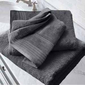 Το Μεγάλο Παζάρι Σετ Πετσέτες 3τμχ 100% Βαμβακερές 510gr/τμ Γκρί Σκούρο (TMP-3395)