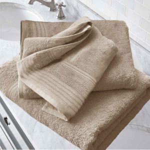 Το Μεγάλο Παζάρι Σετ Πετσέτες 3τμχ 100% Βαμβακερές 510gr/τμ Μπέζ (TMP-3392)