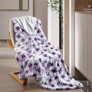 Το Μεγάλο Παζάρι Κουβέρτα Γούνινη Διπλής Στρώσης 3kg Yπέρδιπλη 220×240 Ανάγλυφη Flannel-Sherpa Μώβ (TMP-3580)