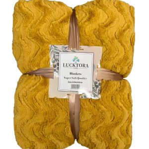 Το Μεγάλο Παζάρι Κουβέρτα Προβατάκι Διπλής Στρώσης 3kg Yπέρδιπλη 220×240 Ανάγλυφη Flannel-Sherpa Μουσταρδί (TMP-3574)