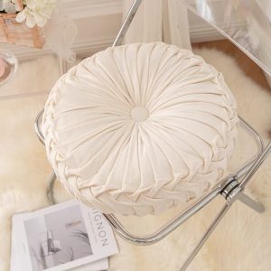 Το Μεγάλο Παζάρι Μαξιλάρι Βελούδινο Στρογγυλό 32cm Εκρού (TMP-3746)