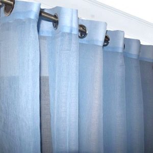 Το Μεγάλο Παζάρι Κουρτίνα Λινή Έτοιμη Ραμμένη Με Τρούκς Κρίκους 270×280 60% Σκίασης Γαλάζιο (TMP-4083)