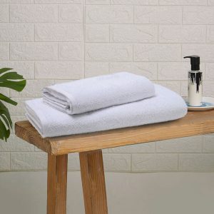 Το Μεγάλο Παζάρι Σετ Ξενοδοχειακές Πετσέτες Λευκές Μπάνιου 2τμχ 70Χ140 50Χ90 450gr/τμ Cosy (TMP-3969)