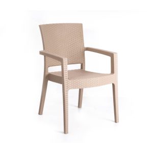 Το Μεγάλο Παζάρι Καρέκλα Rattan Πολυπροπυλενίου 6kg Βαρέου Τύπου Μπέζ 59x56x88cm (TMP-4337)