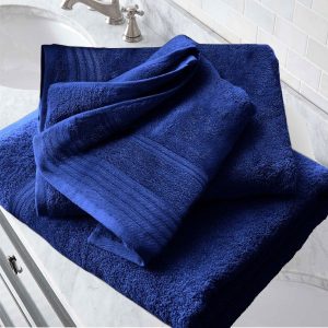 Το Μεγάλο Παζάρι Σετ Πετσέτες 3τμχ 100% Βαμβακερές 510gr/τμ Μπλέ (TMP-3391)