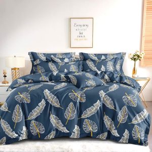 Το Μεγάλο Παζάρι Σετ Παπλωματοθήκη Υπέρδιπλη 5τμχ 220×240 Πετρόλ Φύλλα (TMP-4662)