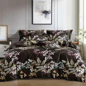 Το Μεγάλο Παζάρι Σετ Παπλωματοθήκη Υπέρδιπλη 5τμχ 220×240 Φλοράλ Καφέ (TMP-4659)