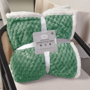 Το Μεγάλο Παζάρι Κουβέρτα Προβατάκι Διπλής Στρώσης 3kg Yπέρδιπλη 220×240 Σούπερ Απαλή Υφή Flannel-Sherpa Βεραμάν (TMP-4692)