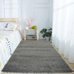 Σετ Χαλιά Κρεβατοκάμαρας shaggy Πετσετέ 3τμχ Ανθρακί (TMP-4791)