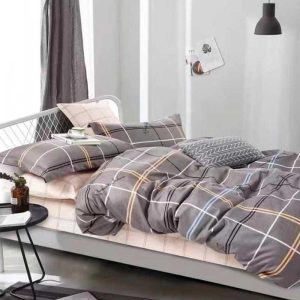 Σετ Παπλωματοθήκη 100% Βαμβάκι Μονή Με Σεντόνι Και Μαξιλαροθήκη Γκρί 3τμχ 160×240 (TMP-4932)