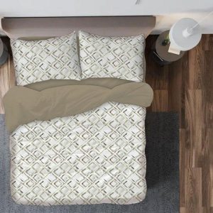 Σετ Σεντόνια Υπέρδιπλα 4τμχ 240Χ260 IL-LINE Modern Art Μπεζ - Λαδί (TMP-4837)