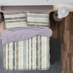 Σετ Σεντόνια Υπέρδιπλα 4τμχ 240Χ260 IL-LINE Modern Art Ριγέ Λιλά (TMP-4839)