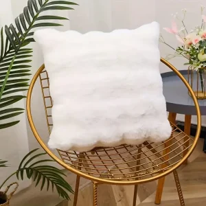 Μαξιλαροθήκη Καναπέ με Φερμουάρ 40Χ40 Λευκό Γούνινη Υφή Rabbit Fluffy(TMP-4738)