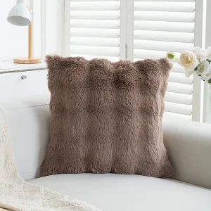 Μαξιλαροθήκη Καναπέ με Φερμουάρ 40Χ40 Μόκα Γούνινη Υφή Rabbit Fluffy(TMP-4739)