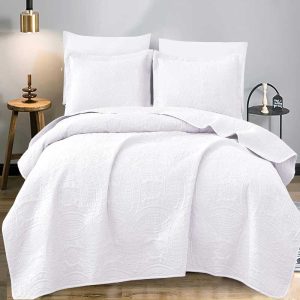 Σετ Κουβερλί 3 τμχ Υπέρδιπλο 100% Βαμβακερό Λευκό (TMP-4819)