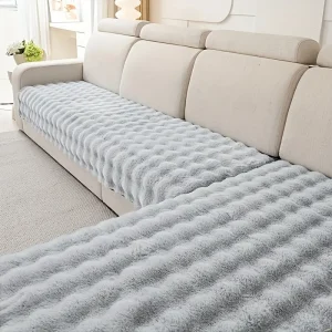 Σετ Ριχτάρια 3 Τεμαχίων Γούνινα  Γκρι Rabbit Fluffy Αντιολισθητικά (4742)