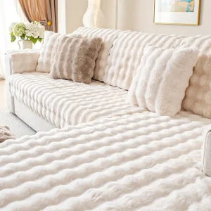 Σετ Ριχτάρια 3 Τεμαχίων Γούνινα  Λευκό Rabbit Fluffy Αντιολισθητικά (4744)