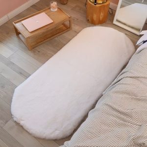 Πατάκι Γούνινο Rabbit Super Soft Fluffy 0,60X1,40 Οβάλ Λευκό (TMP-4975)