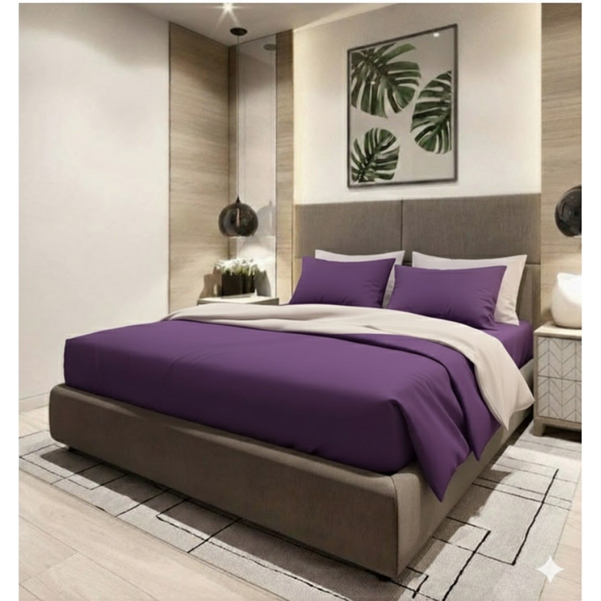 Σετ Σεντόνια Υπέρδιπλα 4τμχ 240Χ270 100% Βαμβάκι Περκάλι Πενιέ Ελαφρώς Σατέν 300 Κλωστών IL-LINE Μώβ-Λιλά (TMP-5119)