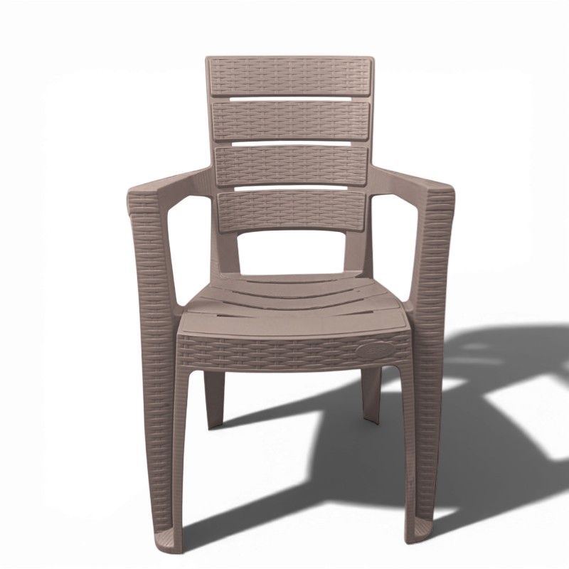 Καρέκλα Rattan Πολυπροπυλενίου Μπέζ 57x62x89cm (TMP-5160)