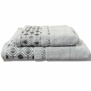 Σετ Πετσέτες 2τμχ 100% Βαμβακερές 400gr/τμ Γκρί (TMP-5066)