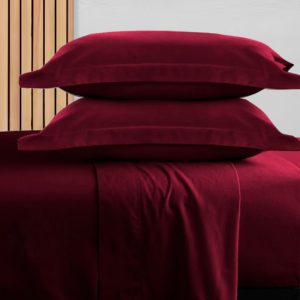 Σετ Σεντόνια Υπέρδιπλα 4τμχ 240Χ260 100% Βαμβάκι Περκάλι Πενιέ Ελαφρώς Σατέν 300 Κλωστών IL-LINE Μπορντό (TMP-5111)