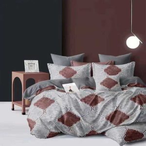 Σετ Παπλωματοθήκη 100% Βαμβάκι Μονή Με Σεντόνι Και Μαξιλαροθήκη Γκρί-Σάπιο Μήλο 3τμχ 160×240 (TMP-4934)