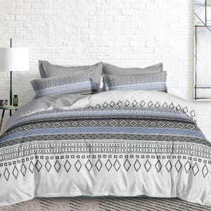 Σετ Σεντόνια Υπέρδιπλα Με Λάστιχο 220×240 4τμχ Γκρί-Σιέλ (TMP-4956)