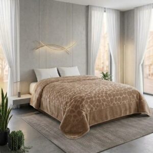 Κουβέρτα Υπέρδιπλη 220×240 Super soft Βελουτέ Ανάγλυφη 3.500kg Μπέζ (TMP-5402)