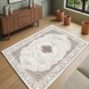 Xαλιά Ανάγλυφα Νεοκλασσικά 240x300cm Εκρού Καφέ (TMP-5438)
